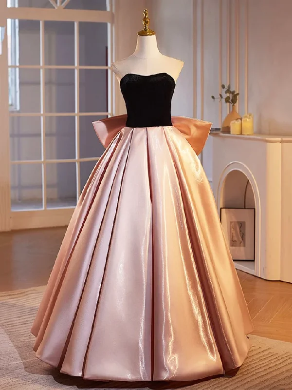 Price Drop evening dressBlack Velvet and Pink Satin Beautiful A-Line Strapless Party Dress Evening Gown, DP2476 Price Drop evening dressBlack Velvet and Pink Satin Beautiful A-Line Strapless Party Dress Evening Gown, DP2476