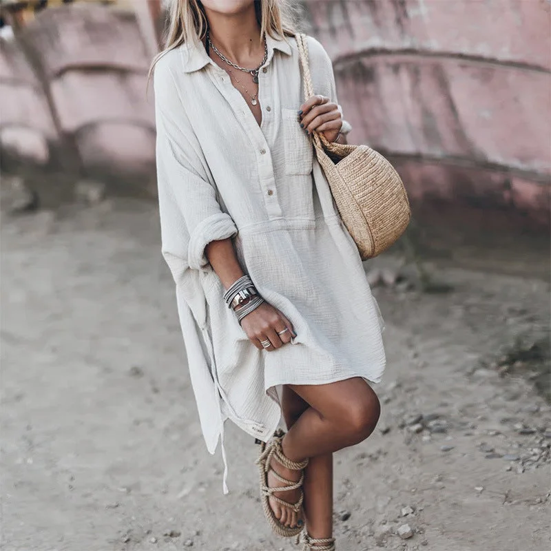 Blowout Deals romantic dressRemy Cotton Pocketed Shirt Dress - Off White