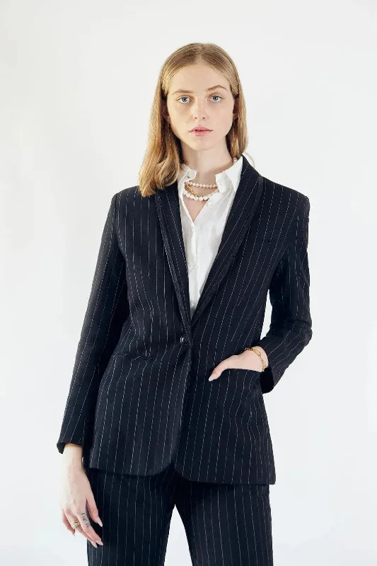Exclusive Access Black Pinstripes Blazer
