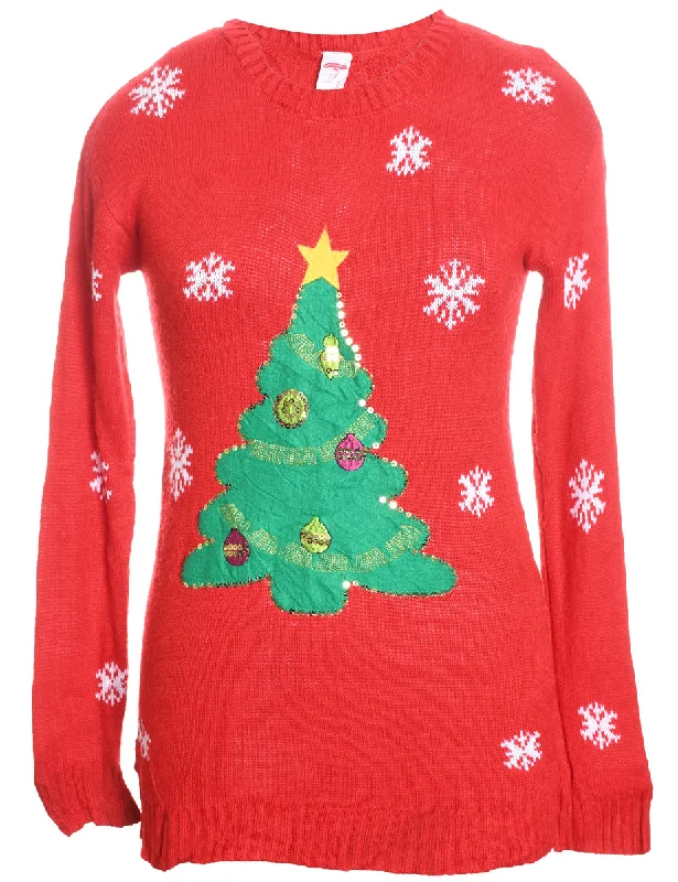 Big Discounts Christmas Tree Print Jumper - S