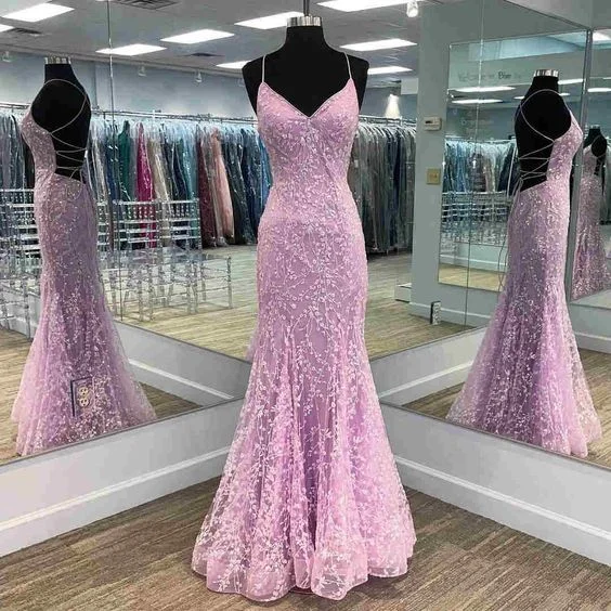 floral wrap dressGorgeous Mermaid Lilac Prom Dress with Embroidery Y1009