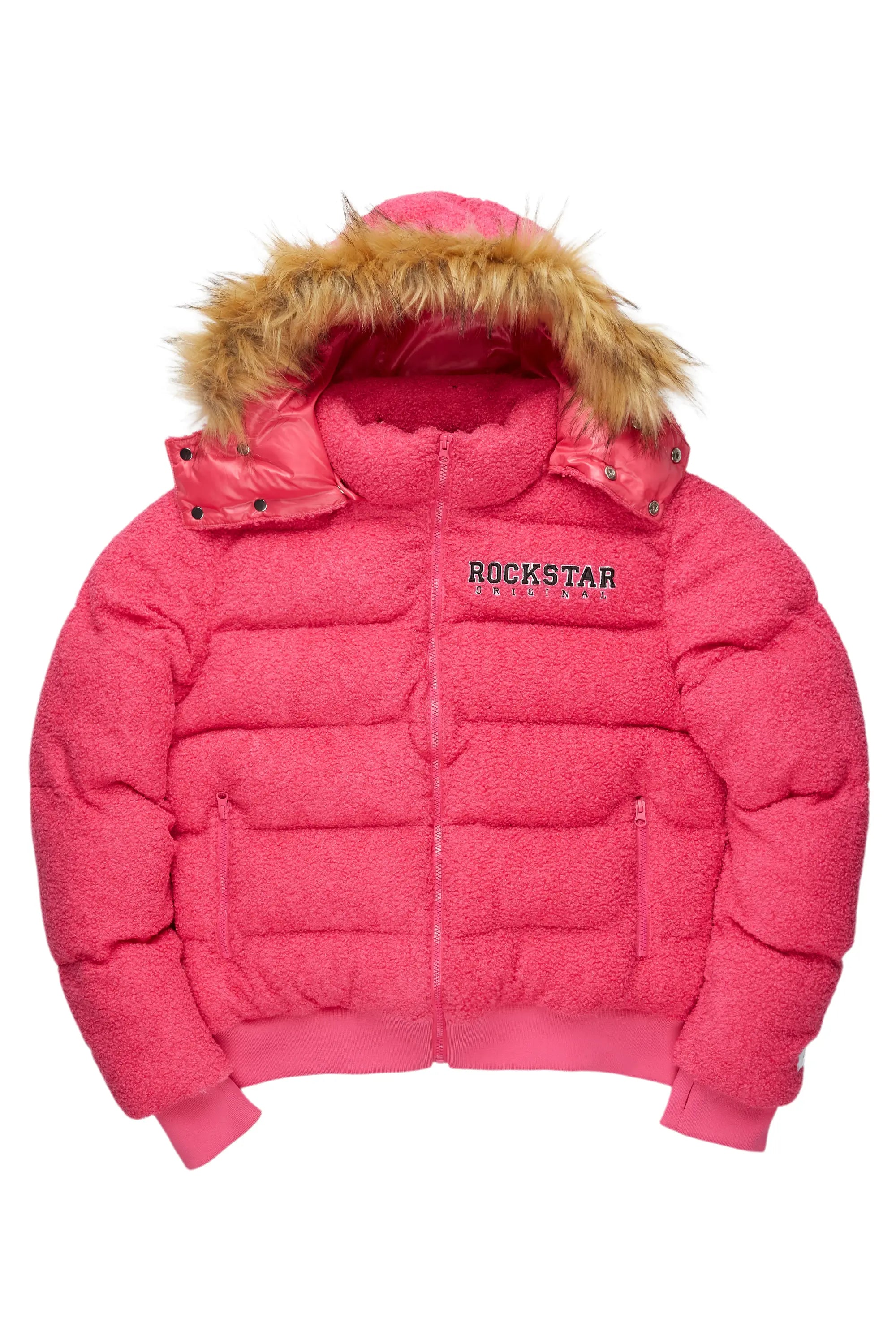 Stock Clearance Kesia 2.0 Fuchsia Sherpa Puffer Jacket