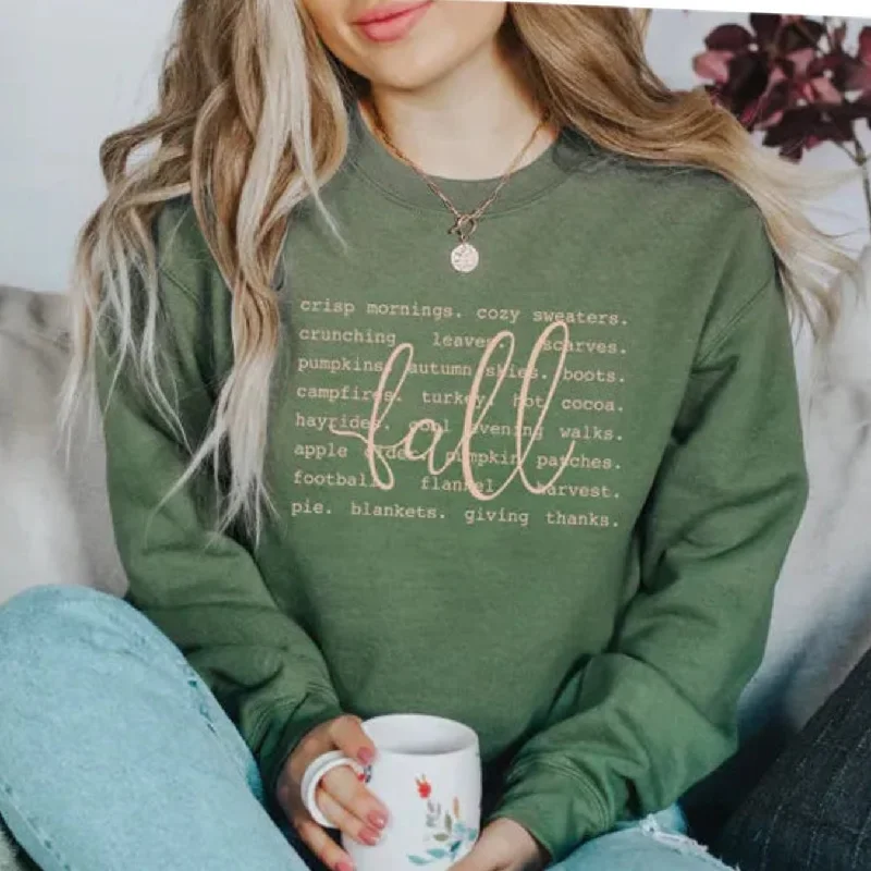 Take Advantage athletic style hoodieFall Words Crew Neck Sweater
