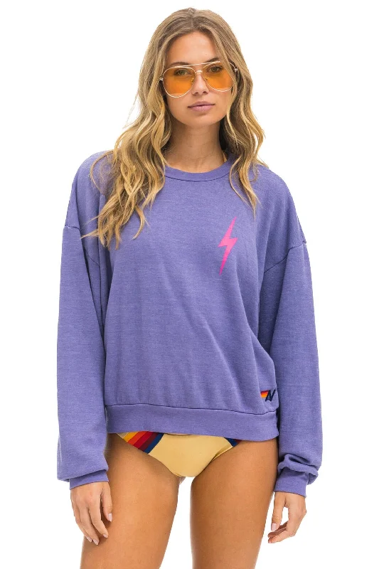 minimalist gym sweatshirtBOLT 2 RELAXED CREW SWEATSHIRT - LAVENDER // NEON PINK