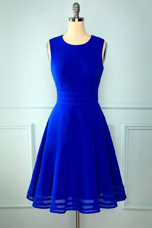 chic shift dressCute Royal Blue Short Homecoming Dress 8th Graduation Dress Y672