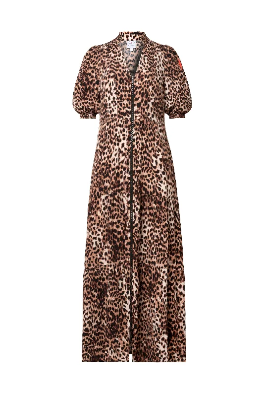 Limited Edition chic slip dressNeutral with Black Cheetah Zip Detail Tiered Midi Dress Limited Edition chic slip dressNeutral with Black Cheetah Zip Detail Tiered Midi Dress