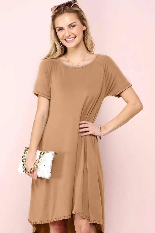 Huge Savings chic dressRUFFLE DETAIL DRESS WITH SIDE POCKET