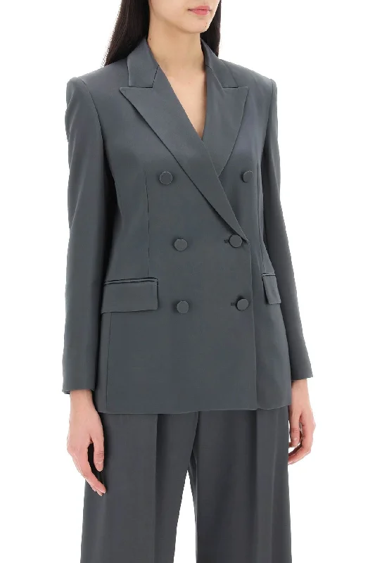 relaxed winter jacketMax Mara Studio Teiera Satin Double-Breasted Blazer