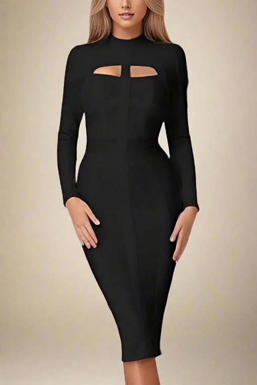 chic wrap dressBrooke Long Sleeve Bandage Dress - Classic Black