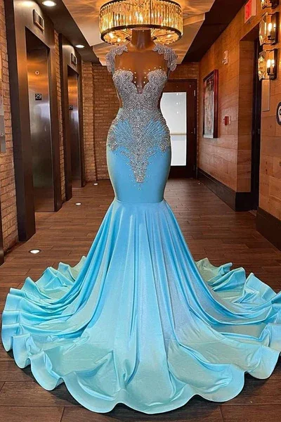 Blowout Sale sleek dressGorgeour Open Back Long Mermaid Beding Black Girl Prom Dress, DP2315 Blowout Sale sleek dressGorgeour Open Back Long Mermaid Beding Black Girl Prom Dress, DP2315