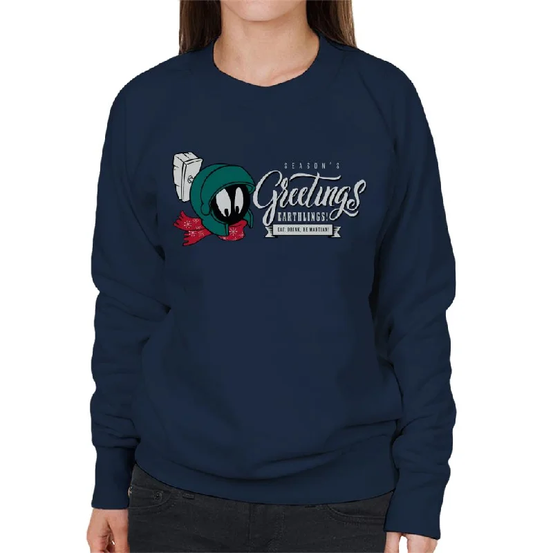 vibrant athletic hoodieLooney Tunes Christmas Marvin Season's Greetings Earthlings Women's Sweatshirt