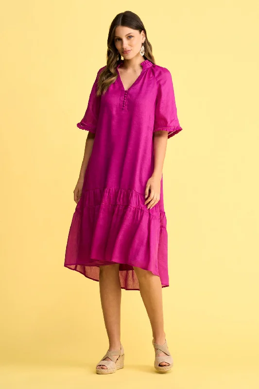 Price Break fitted bodycon dressLinen Silk Ruffle Dress