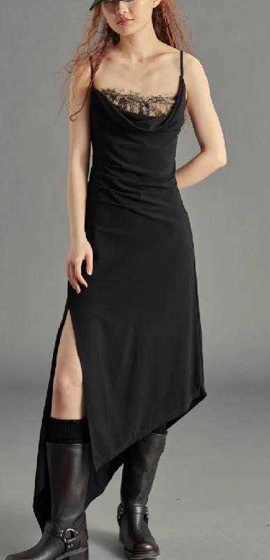 Exclusive Online Offer elegant dressAsymmetrical Lace with Slit Maxi Dress by Steve Madden