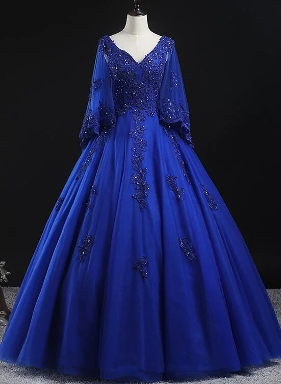 relaxed fit dressRoyal Blue Ball Gown Lace Applique Quinceanera dresses Sweet 16 Dress Y315