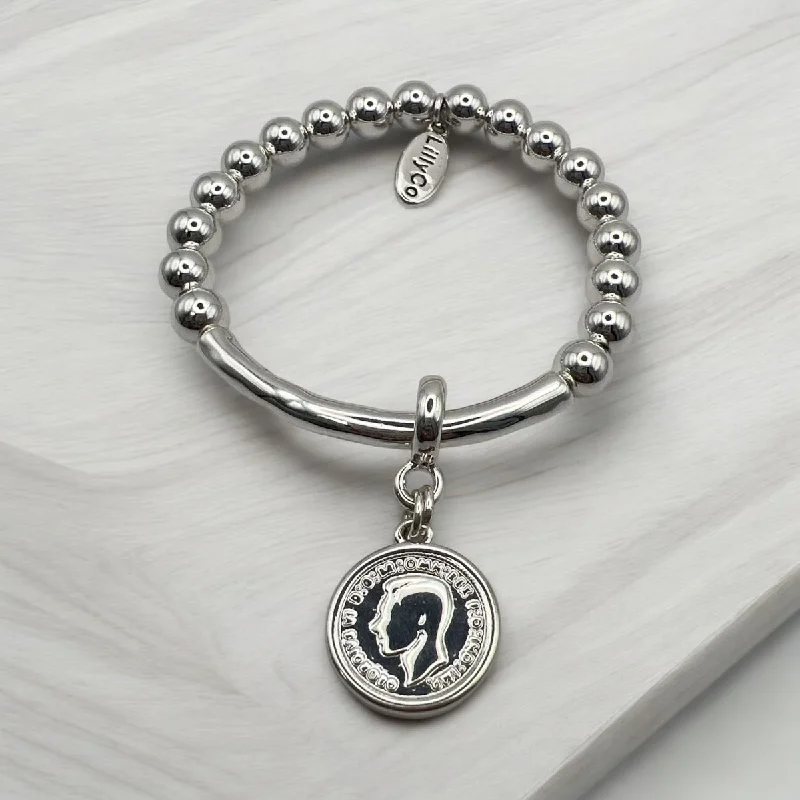 evening dressSilver Coin Braclet