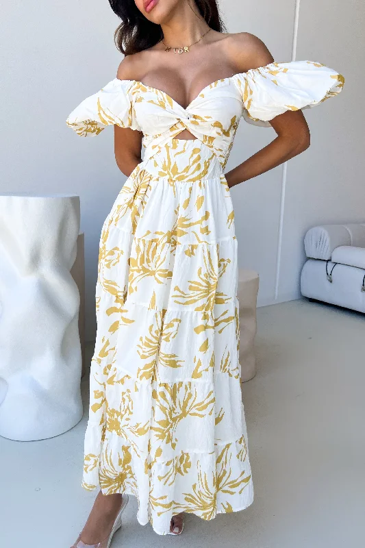 Deal Alert fitted cocktail dressROSA DRESS - WHITE / YELLOW