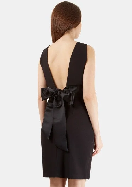 Buy More, Save More trendy wrap dressKiera Black Sleeveless Black Waistband Bow Tie Back Dress Buy More, Save More trendy wrap dressKiera Black Sleeveless Black Waistband Bow Tie Back Dress
