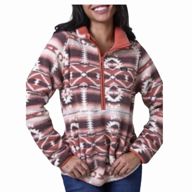 zip-up jacketWomen's Roswell Rust Red Fleece Sweatshirt WSW0000003