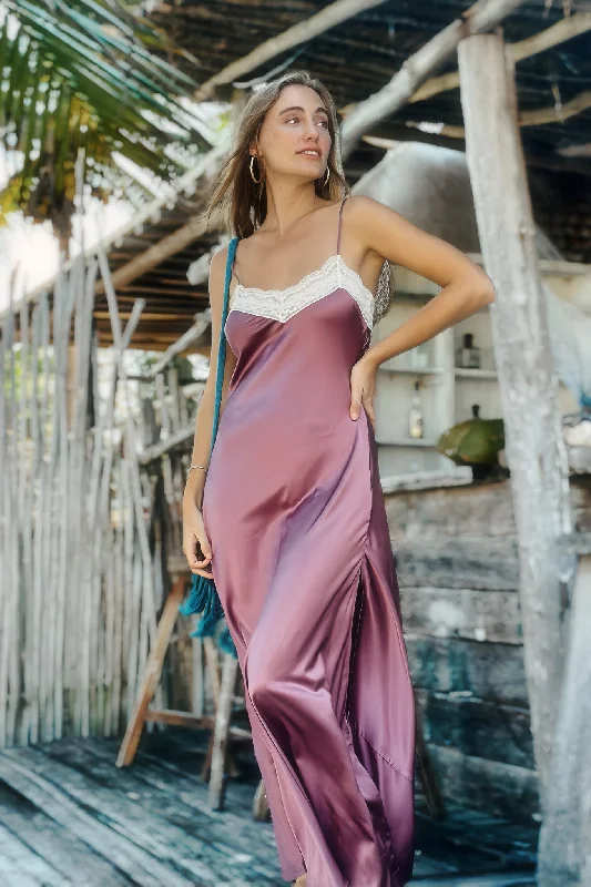 Shop and Save Jacquelyn Silk Slip Dress - Mauve