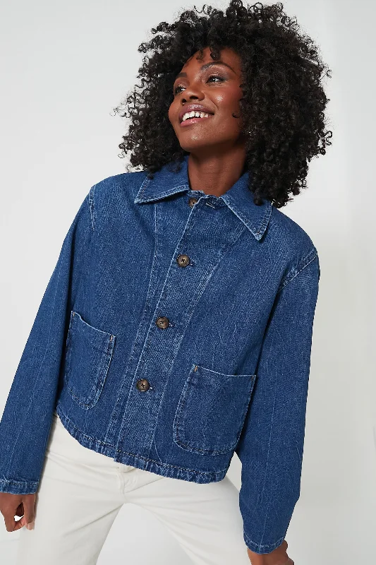 soft shell coatWills Wash Rigid Denim Cropped Denim Jacket