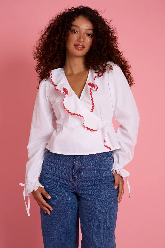 Don't Wait Charley Tomato Embroidery Blouse