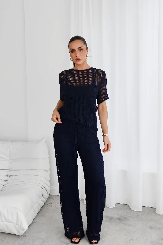 Discount Mania high-waisted dressROMARE SET - NAVY
