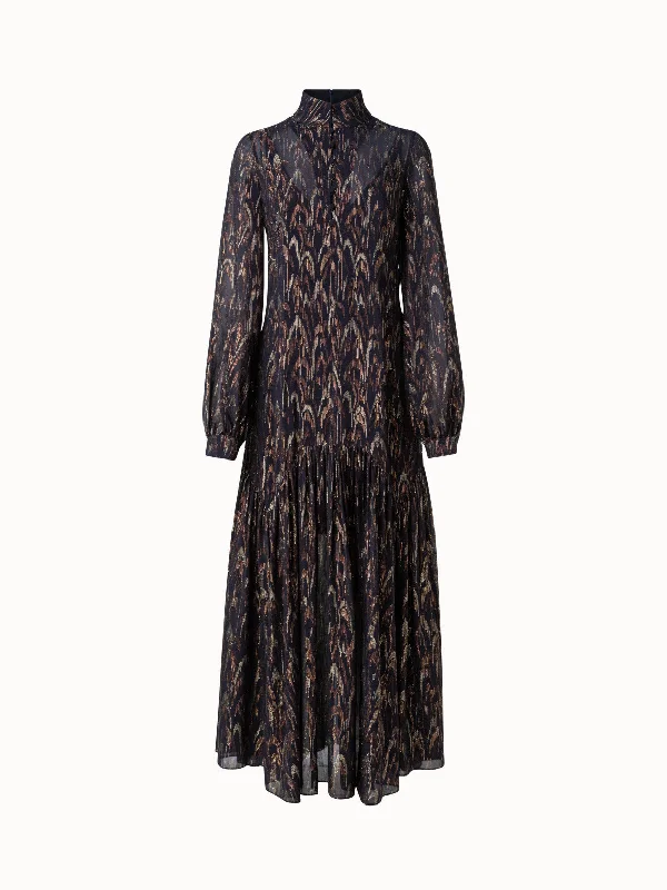 Customer Appreciation Sale casual summer dressSilk Lurex Jacquard Midi Dress