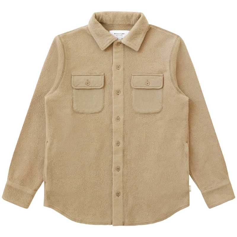 insulated coatReverse Fleece Overshirt Khaki - Unisex