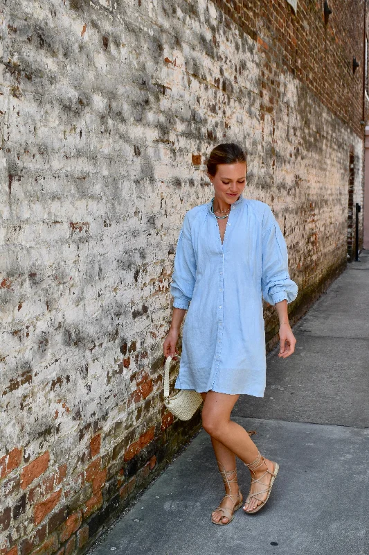 Daily Deals Geneva Mini Dress Sky Blue Linen