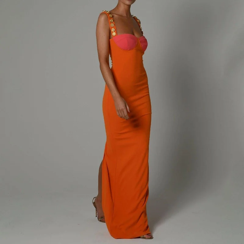 Weekend Deal trendy mini dressKittenAlarm - Meghan Patchwork Back Slit Maxi Dress