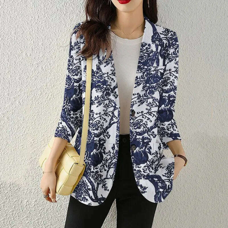 Overstock ZANZEA Women Fashion Long Sleeve Blazer Bohemian Floral Printed JacketsSpring Lapel Suit Female Casual Elegant Shirts Work Coat