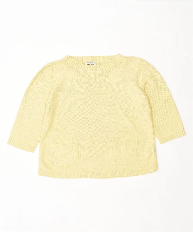 Overstock cool street hoodieORVIS Womens 3/4 Sleeve Crew Neck Jumper Sweater UK 14 Large Yellow Cotton
