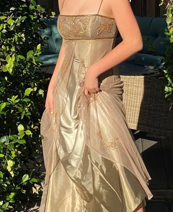 Hurry In trendy mini dressChampagne Gold Straps A-Line Embroidery Vintage Party Dress, DP2283 Hurry In trendy mini dressChampagne Gold Straps A-Line Embroidery Vintage Party Dress, DP2283