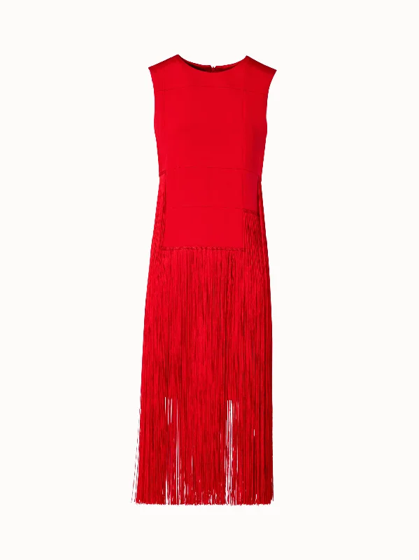 Value Deals fitted bodycon dressSleeveless Silk Dress with Fringes