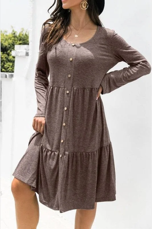 Don't Wait classic fit-and-flare dressLOOSE CASUAL BUTTON DRESS