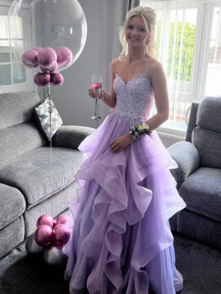 Mega Sale spaghetti strap dressLilac Cross Back A-Line Tulle Appliques Formal Prom Dress, DP2253 Mega Sale spaghetti strap dressLilac Cross Back A-Line Tulle Appliques Formal Prom Dress, DP2253