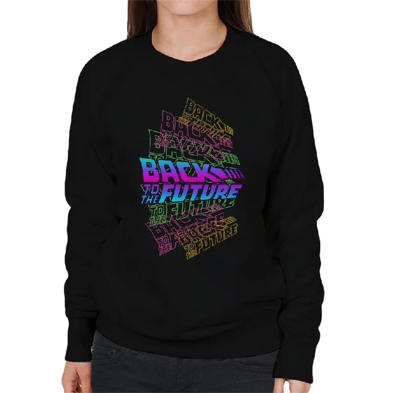 classic gym sweatshirtBack To The Future Blue Pink Layered Logo Women's Sweatshirt