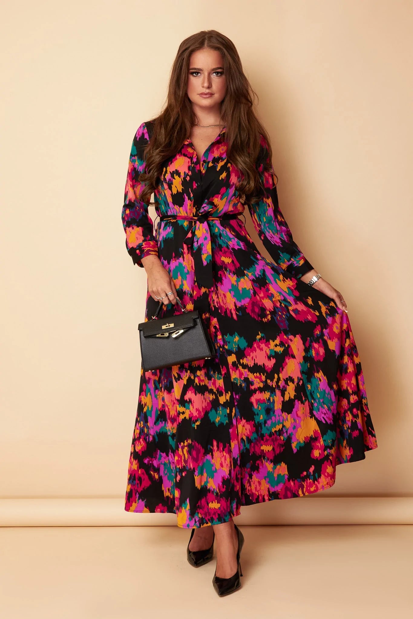 Exclusive Savings summer dressDora Multi Print Abstract Shirt Pocket Maxi Dress