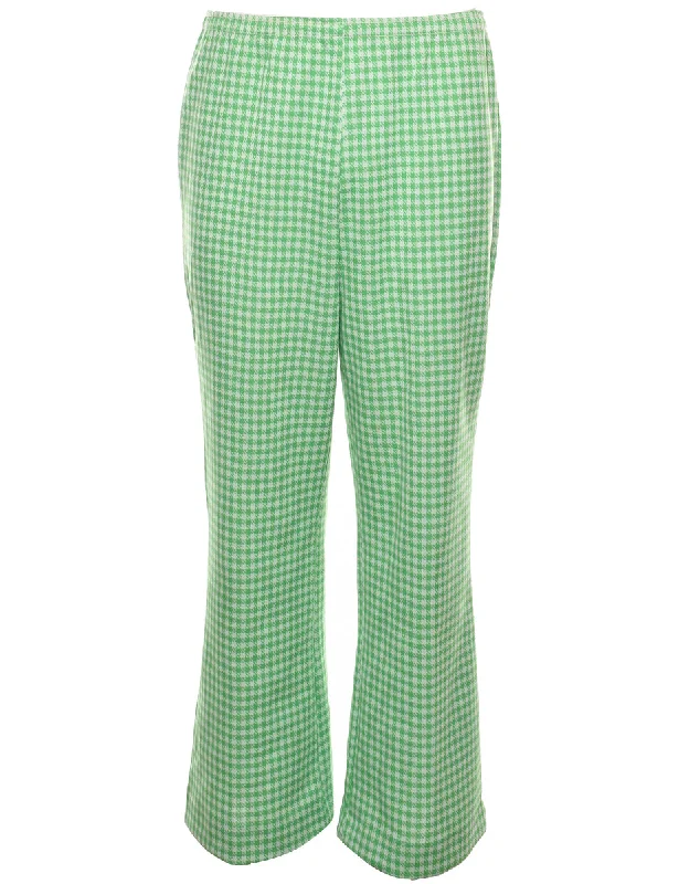 chic coatHoundstooth Light Green & Off-White Flared Trousers - W30 L28