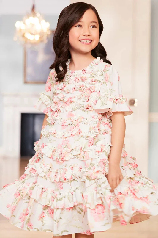 Deal Dash Summer Posy Crepe Short Sleeve Kids Dress