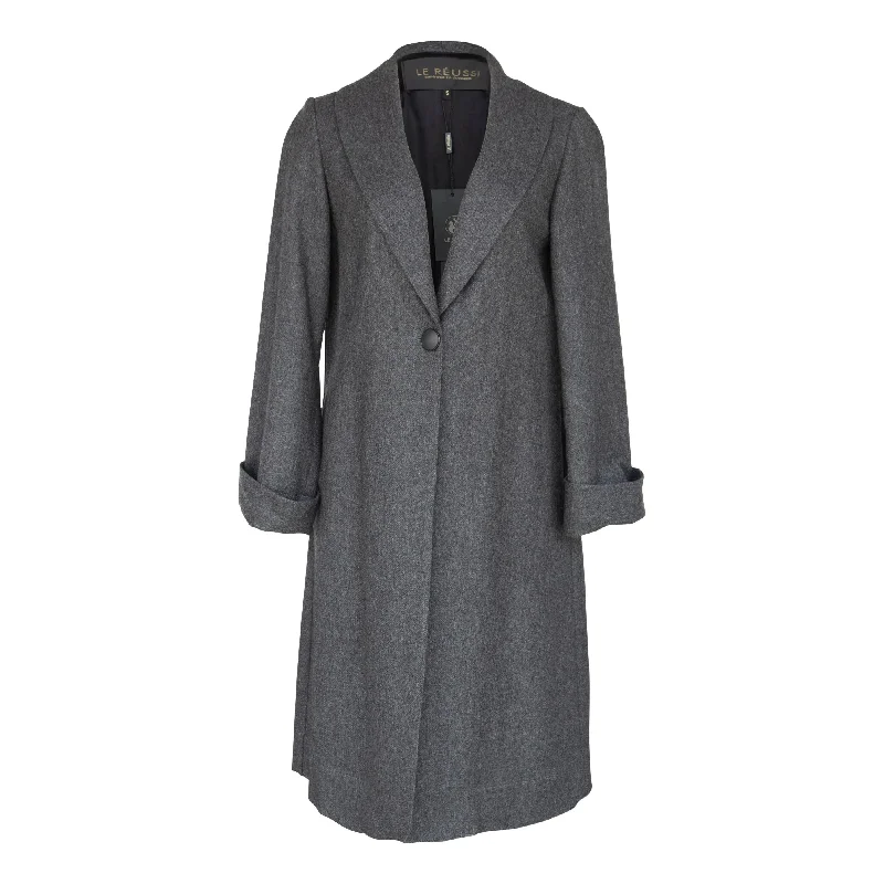 Crazy Deals Worsted Flannel Long Trench Coat - Gray