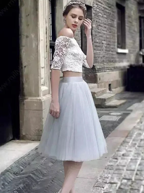 Exclusive Preview Homecoming Dress Half Sleeve Lace Short Prom Dress Party Dress JK129