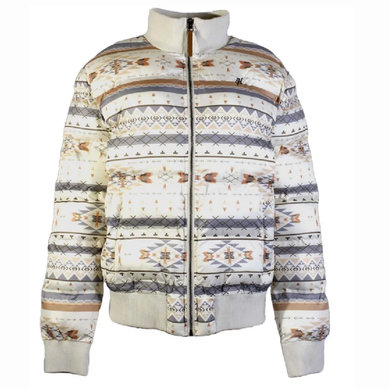 windproof jacketWomen's Cream Aztec Pattern Puffer Jacket HJ139CRAZ