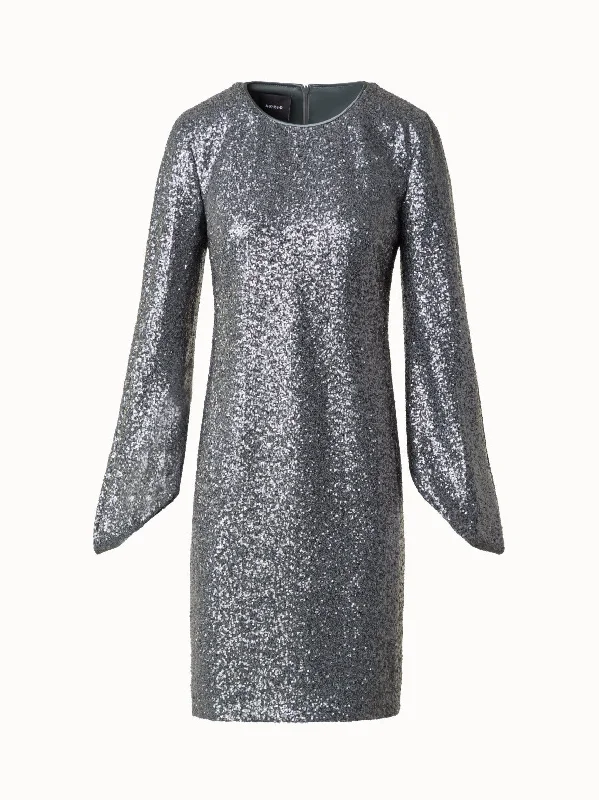 Special Offer bohemian dressSequin Cocktail Dress with Long Volume Sleeves
