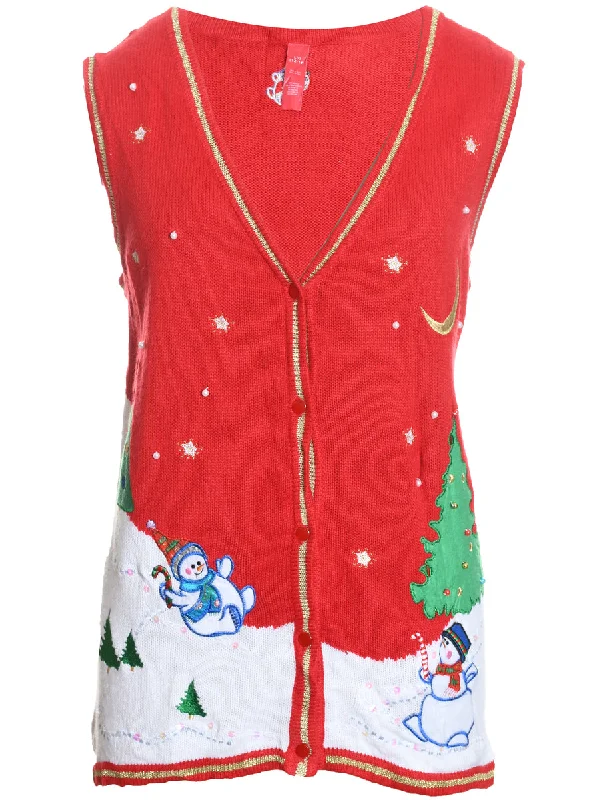 Exclusive Online Offer Snowman Christmas Sweater Vest - L