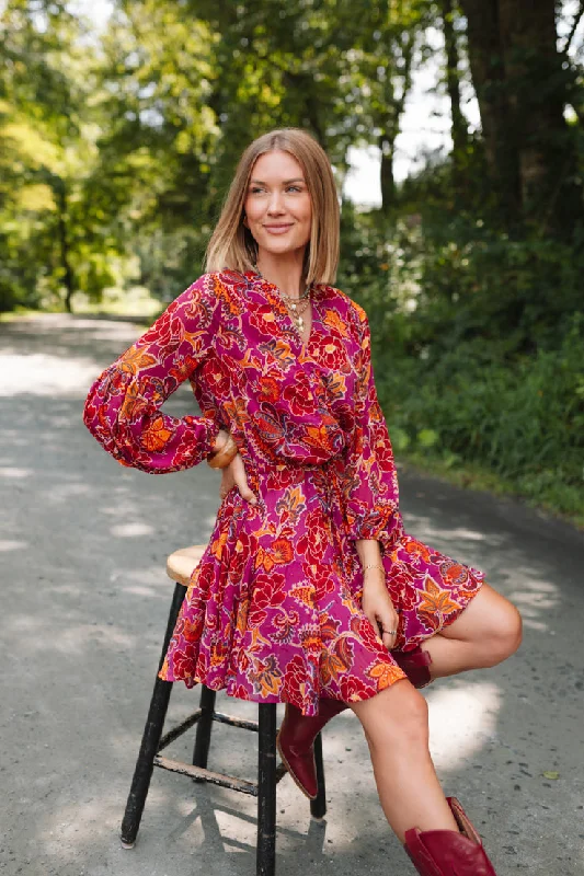Exclusive Online Offer puff sleeve dressFalling Leaves Dress