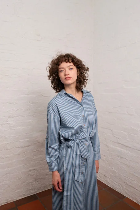 The Best Prices layered dressMidi Shirt Dress | Blue Stripe