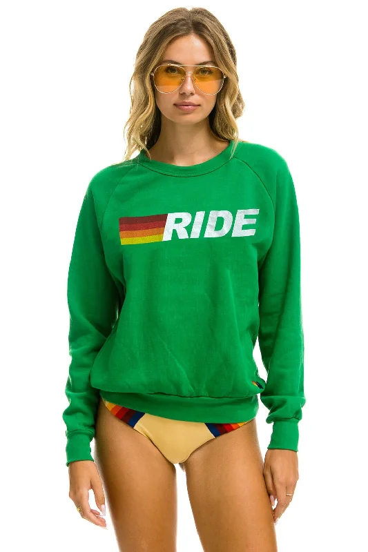 performance gym sweatshirtRIDE LOGO WHITE CREW SWEATSHIRT - KELLY GREEN