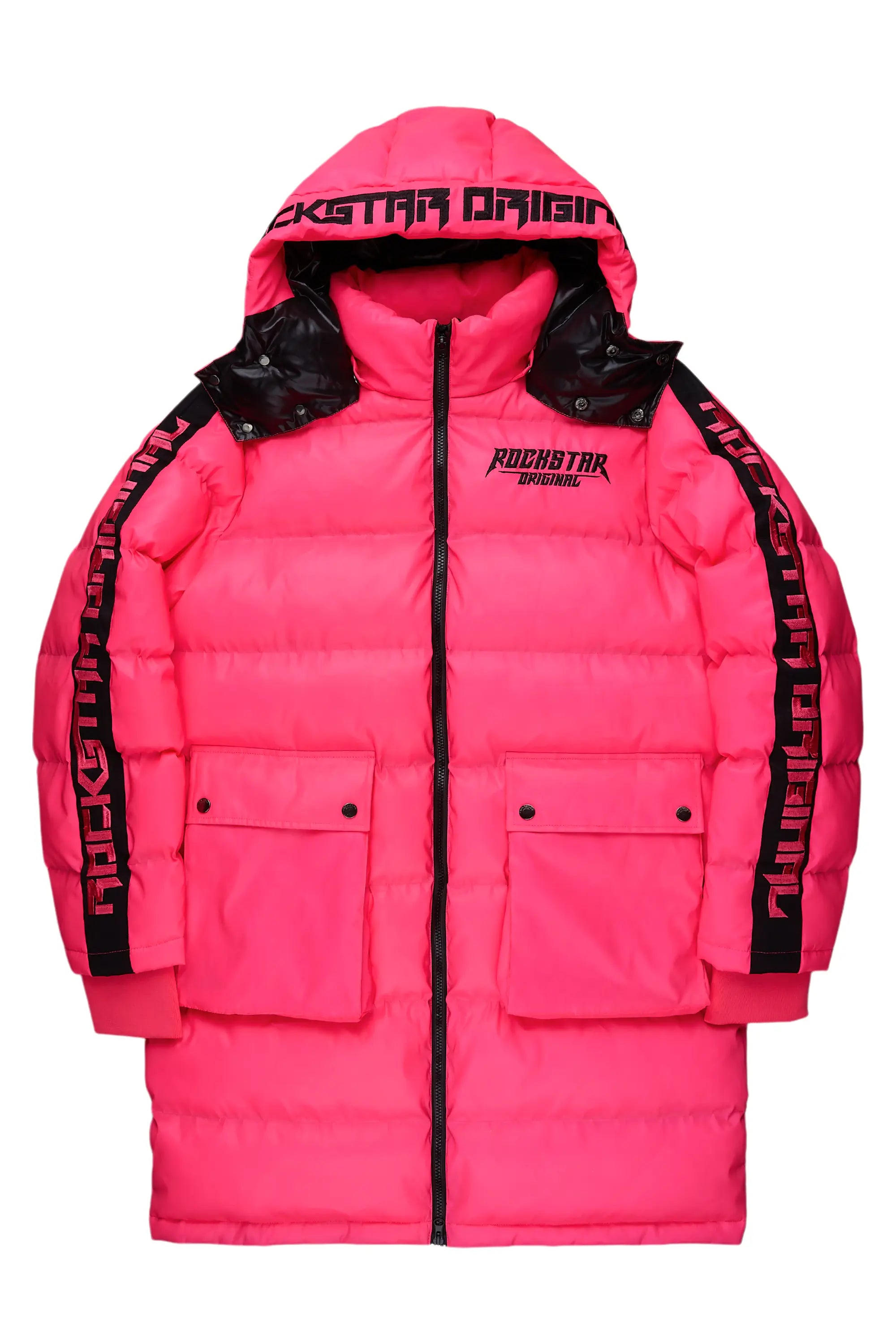 Act Now Nikita 2.0 Reflective Pink Puffer Jacket