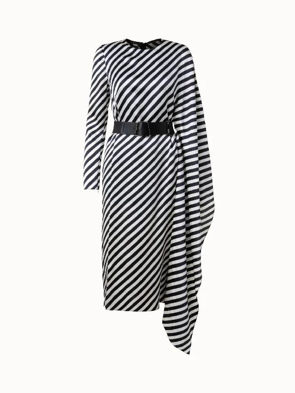 Crazy Savings sleek midi dressAsymmetrical Silk Techno Blend Dress with Diagonal Stripes Crazy Savings sleek midi dressAsymmetrical Silk Techno Blend Dress with Diagonal Stripes